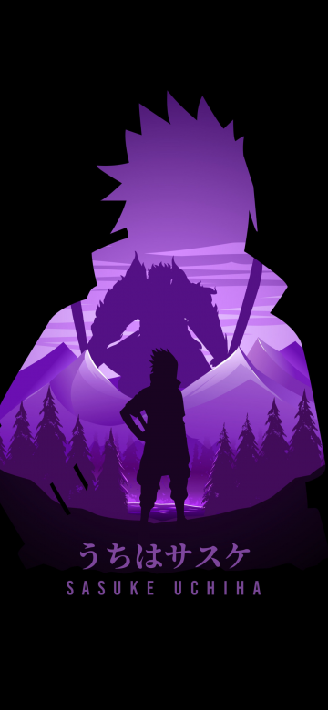 Sasuke Uchiha, AMOLED, Naruto, Minimal art, Black background