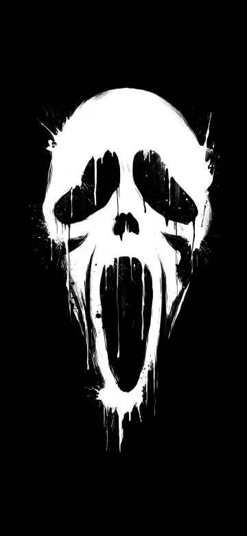 Ghostface, Minimal art, AMOLED, Black background, 5K, Simple