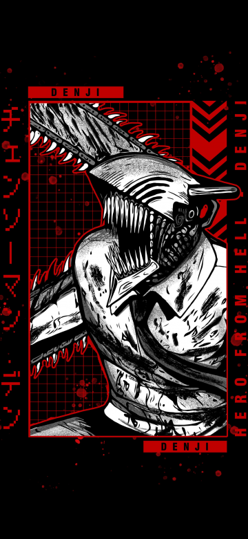 Denji, AMOLED, Chainsaw Man, Dark background