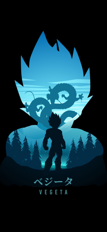 Vegeta, Minimal art, Black background, AMOLED