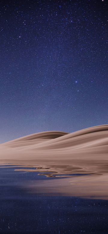 Night sky, Starry sky, Blue Sky, Desert, Lake, Reflection, Surreal, Scenic