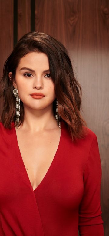 Selena Gomez, Red dress, Photoshoot, Portrait, Beautiful singer, Emmy Magazine