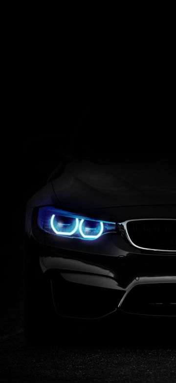 BMW M3, Angel Eyes, Black background, 5K