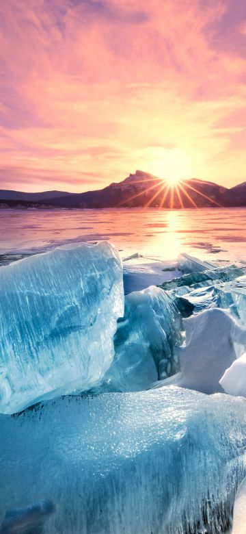 Abraham Lake, Alberta, Canada, Artificial lake, Sunset, Glacial lake, 5K