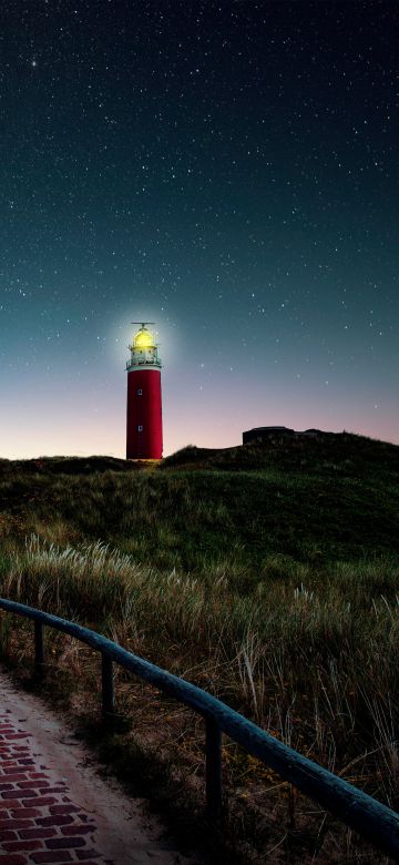 Lighthouse, Starry sky, Night, Landscape, 5K, 8K