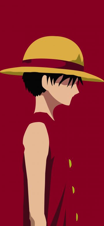 Monkey D. Luffy, Minimalist, One Piece, Red background, 5K, 8K, Simple