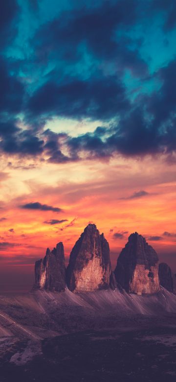 Sunset, Rock formations, Twilight, Mountains, Clouds, Landscape, 5K, 8K, Aesthetic