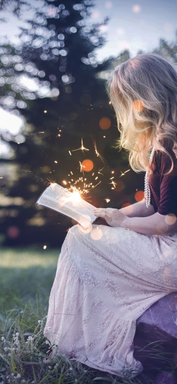 Girl, Magical, Reading book, Girly, Sparkles, 5K, Study