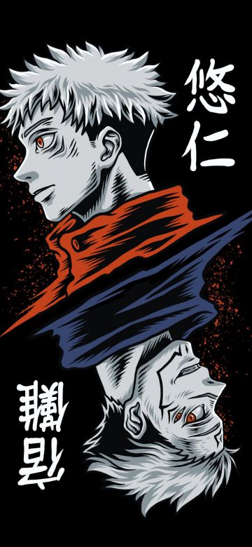 Yuji Itadori, Sukuna, Jujutsu Kaisen, AMOLED, Black background