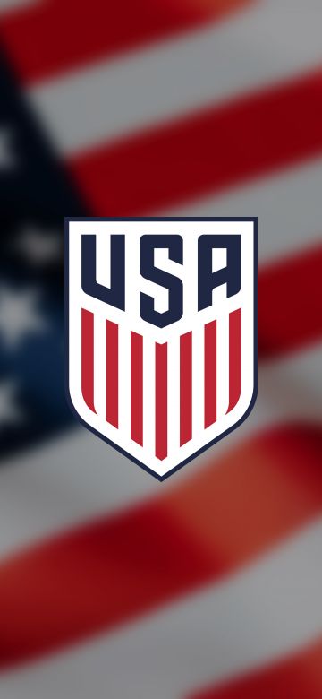 USMNT logo, USA Flag background, United States men's national soccer team, American flag background, 5K