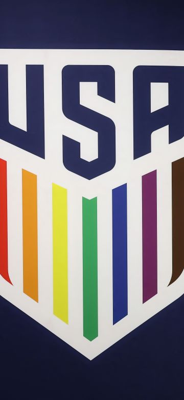 USMNT, United States men's national soccer team, USMNT logo, Purple background, USA