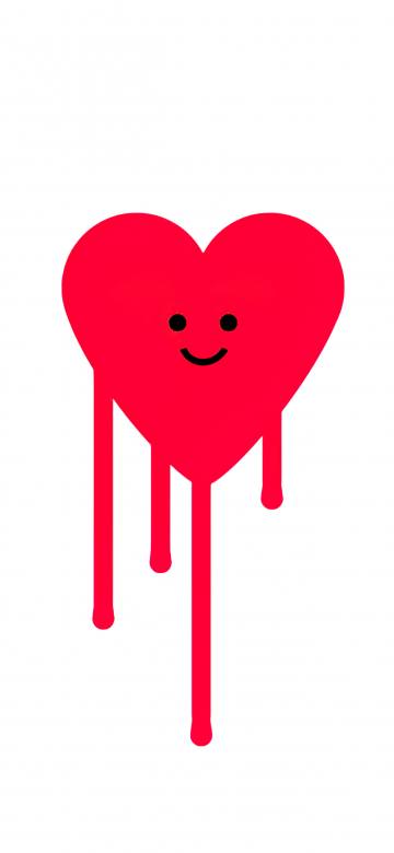 Drippy heart, Heart smiley, Red heart, White background, Simple