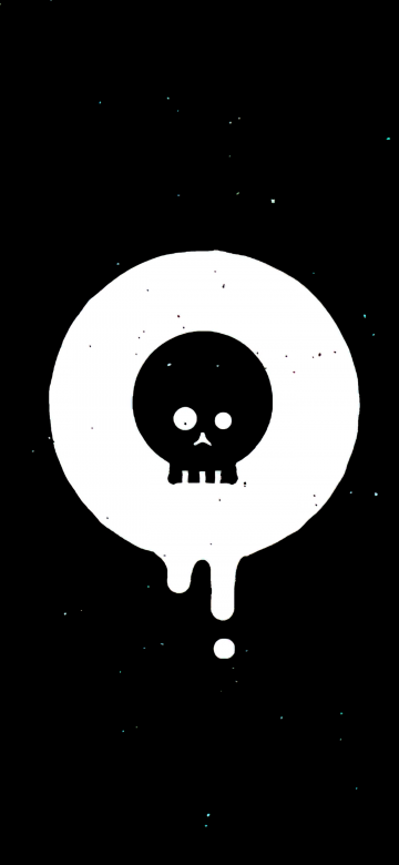 Drippy skull, Black abstract, AMOLED, Simple