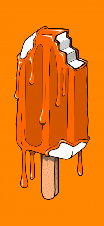 Drippy Popsicle, Ice pop, Chocolate bar, Orange background, 5K, 8K, 10K, Simple