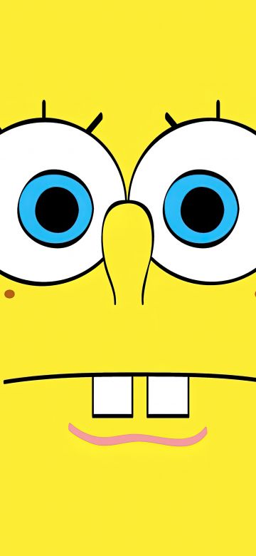 SpongeBob, Yellow background, Minimalist, 5K, Simple