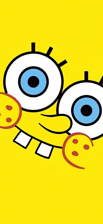 SpongeBob SquarePants, Yellow background, Minimalist, 5K, Simple, SpongeBob smiley face