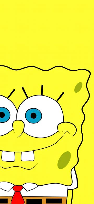 SpongeBob SquarePants, Aesthetic Spongebob, Yellow background, 5K, Cartoon, Minimalist, Simple, SpongeBob smiley face