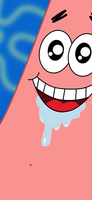 Patrick Star, SpongeBob SquarePants, Blue background, Cartoon, 5K