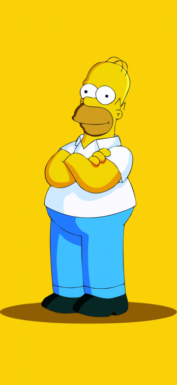 Homer Simpson, The Simpsons, Yellow background, Minimalist, 5K, Simple