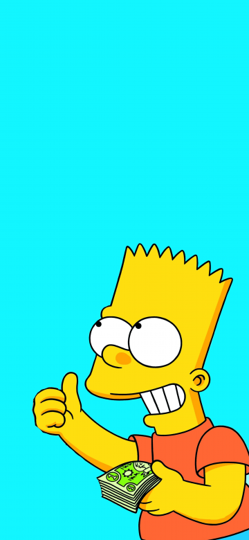 Bart Simpson, 8K, The Simpsons, Cyan background, Minimalist, 5K, Simple