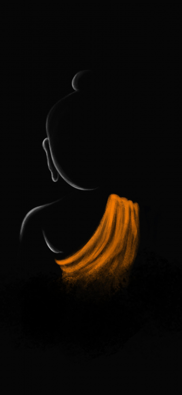 Gautama Buddha, Minimalist, Lord Buddha, Divine, Spiritual, Black background, AMOLED, 5K, Simple