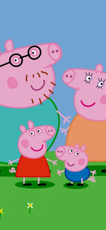 Peppa Pig family, Daddy Pig, Mummy Pig, George Pig, TV show, Cartoon, 5K, 8K