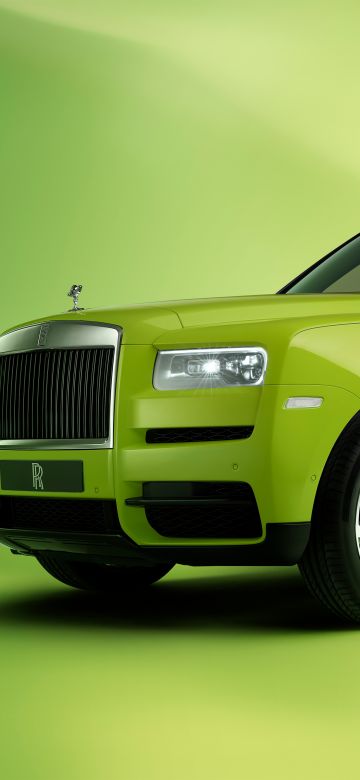 Rolls-Royce Cullinan, Lime Green, Green background, 5K, 8K