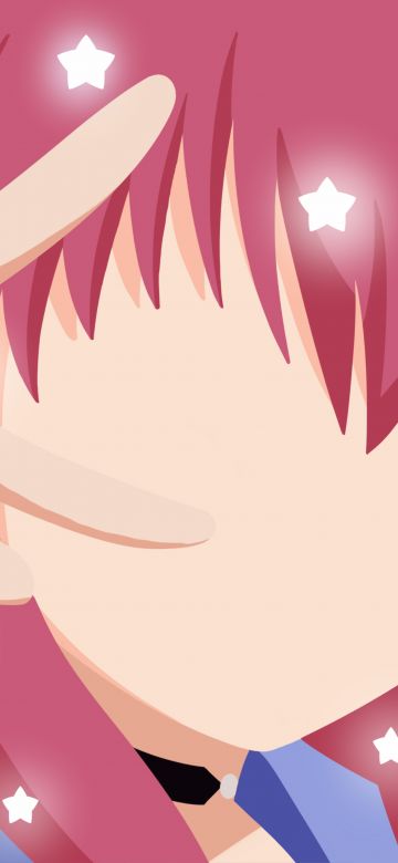 Yui, Angel Beats!, Minimalist, Pink hair, Stars, Faceless, Anime girl, Girly backgrounds, 5K, 8K