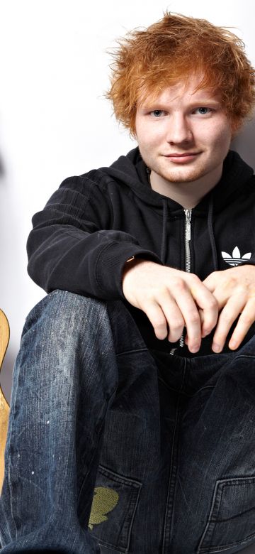 Ed Sheeran, English singer, Guitar, White background, 5K