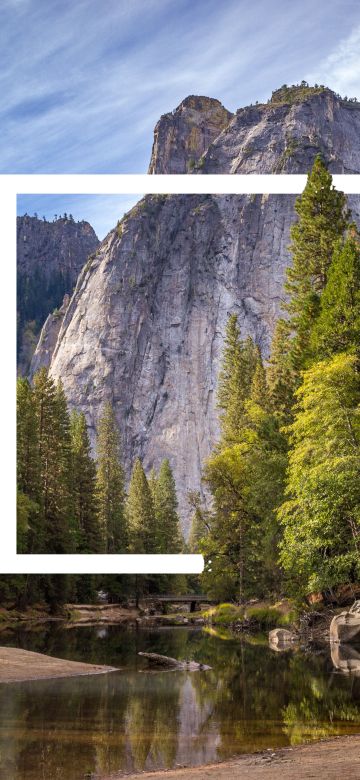 Forest, Yosemite National Park, Geometric, Square, Lake, Mountains, 5K, Natural Abstraction