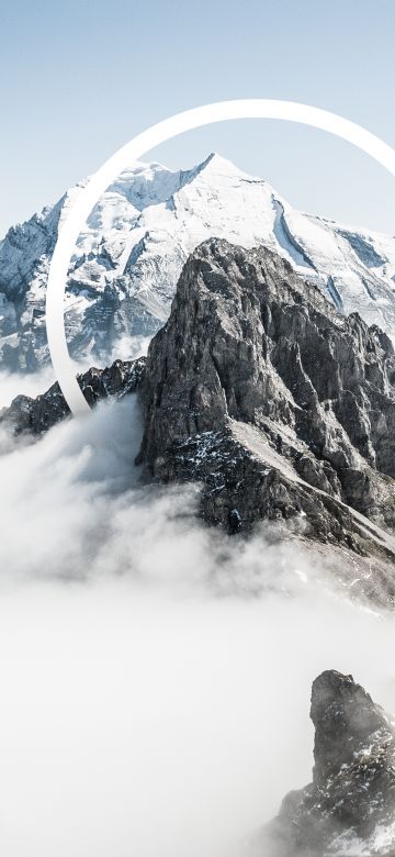 Alps mountains, Geometric, Snowcapped mountains, Winter, Natural Abstraction