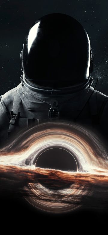 Astronaut, Wormhole, Cosmos, Gargantua black hole, 5K