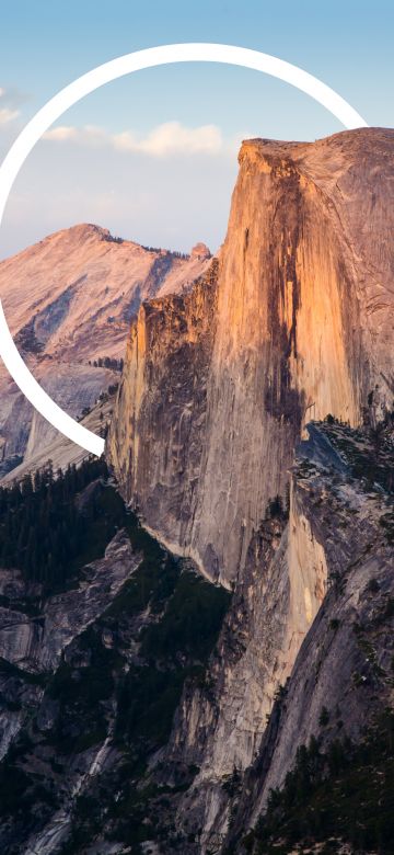 Half Dome, Granite dome, Yosemite Valley, Geometric, Yosemite National Park, California, Rock formations, Sierra Nevada mountains, 5K, Circle