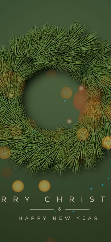 Merry Christmas, Sage green, Happy New Year, Christmas wreath, Green background, 5K, 8K, Navidad, Noel