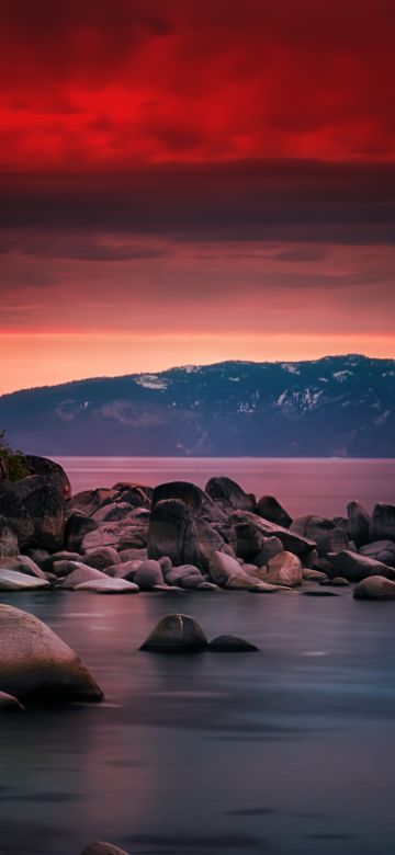 Lake Tahoe, Sand Harbor, Dusk, Long exposure, Sunset, 5K, 8K