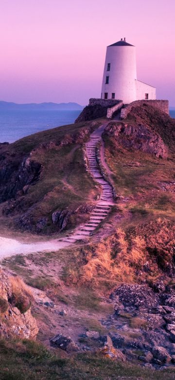 Twr Mawr Lighthouse, Wales, United Kingdom, Sunset