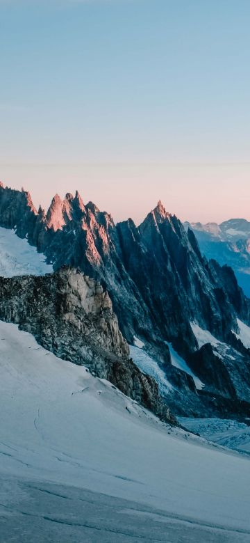 Snowcapped mountains, Landscape, Dawn, Early Morning, 5K