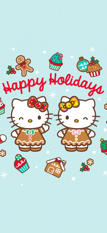 Happy holidays, Cute hello kitties, Christmas background, Hello Kitty background, Sanrio, Navidad, Noel