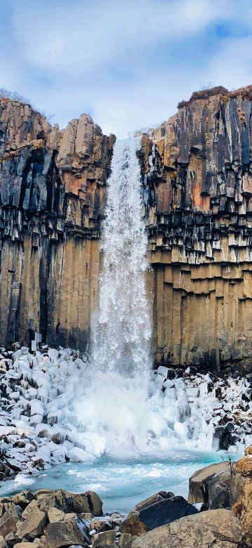 Svartifoss waterfall, Svartifoss Trail, Iceland, Vatnajökull National Park, 5K