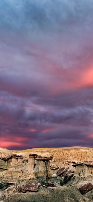 Ah-Shi-Sle-Pah Wilderness, Sunset, San Juan County, New Mexico, Clay hills, 5K, 8K, Cloudy Sky