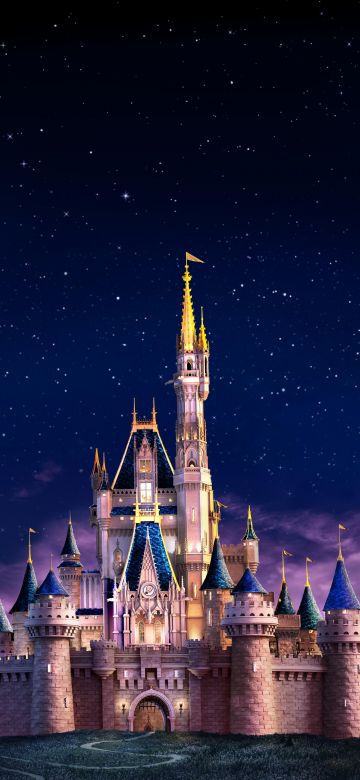 Cinderella Castle, Walt Disney World, Magic Kingdom Park, Theme Park, Bay Lake, Florida, 5K, Starry sky