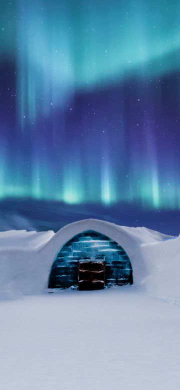 Aurora Borealis, Igloo, Night sky, Northern Lights, Finland