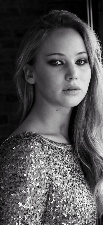 Jennifer Lawrence, 5K, Monochrome, American actress, Black and White