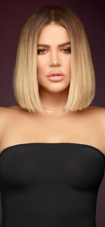 Khloe Kardashian, Brown background, American celebrities, 5K