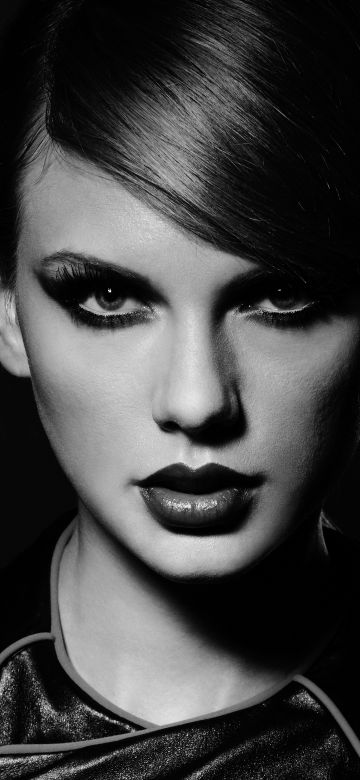 Taylor Swift, Monochrome, Dark background, 5K, 8K, Black and White