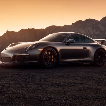 Porsche 911 GT3, Sports cars, Sunset, 5K