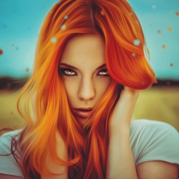 Teen girl, Orange hair, Portrait