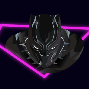 Black Panther, Neon background, Polygonal, Dark background