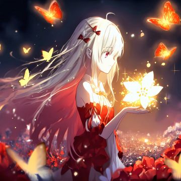 Anime girl, 5K, Butterflies, Surreal