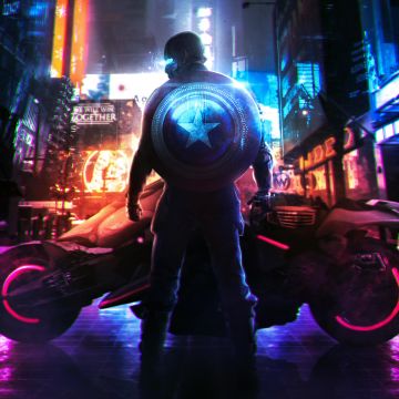 Cyberpunk 2077, Captain America, Neon, Concept Art